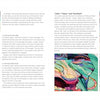 Two pages from "Painting with Paper" by Schiffer Publishing, Ltd. display vibrant thread designs with step-by-step photos, close-ups, instructions, and a hand coloring threads—echoing Yulia Brodskaya’s paper art style.