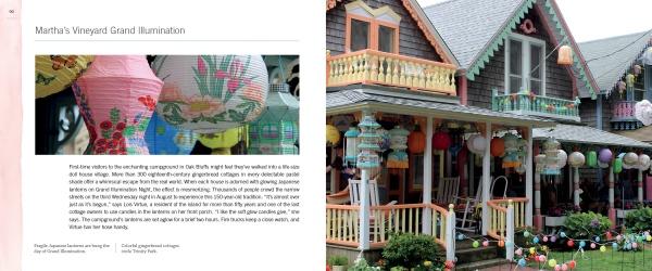 The house and porch are festooned with vibrant lanterns and flowers, showcasing Cape Cod’s festive spirit—just like in "Celebrating Cape Cod & the Islands" by Schiffer Publishing, Ltd.