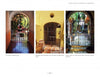 Schiffer Publishing, Ltd.'s "Mexican Gardens & Patios" showcases three arched wrought iron gates that open to lush patios with plants and tiles, blending creative design and Mexican architectural charm for inviting outdoor spaces.