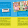 A vibrant magazine spread features photos and illustrations of vintage trailer homes and decorated interiors, highlighting "Don't Call Them Trailer Trash" from Schiffer Publishing, Ltd., set against blue and yellow backgrounds with blocks of text.
