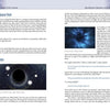 A spread from "Spirits Speak of the Universe" by Schiffer Publishing, Ltd. explores black holes and cosmic mysteries, with text, artist’s concept art of a black hole with an accretion disk, and a starry blue space tunnel evoking possible extraterrestrial encounters.
