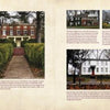 A two-page spread from "Ghost Towns of New Jersey" by Schiffer Publishing, Ltd. features touring info about Victor, historic photos of NJ ghost towns, and images of buildings, a statue, and a vintage bicycle among trees and greenery.