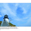 A black and white lighthouse atop a hill, with a white stairway and grassy surroundings under a bright blue sky, features in "Maine Coast Perspectives" by Schiffer Publishing, Ltd.—capturing the scenic charm of Route 1, Maine.