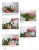 Five instructional images from Schiffer Publishing, Ltd.'s "Basic Topiary" show hands using twine and scissors to shape a leafy plant, with text instructions for each step—ideal for beginners learning topiary art.