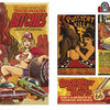 A vibrant collage of retro posters featuring women, vintage cars, and Route 66 signs captures the bold, 1950s rockabilly and psychobilly style in "Rockabilly/Psychobilly" by Schiffer Publishing, Ltd.