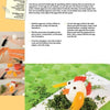The book "Creative Ideas for Garnishing & Decorating" by Schiffer Publishing, Ltd. includes a step-by-step rooster garnish guide, made from egg, carrot, and pepper, with a finished image on herbs atop a white plate.