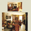 Two photos of an elegant living room with classic furniture and decor—styled like top decorator showhouses—featured in "Showhouse Review" by Schiffer Publishing, Ltd.