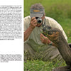 A person crouches in grass, photographing a tortoise eating vegetation. The outdoor scene showcases natural beauty, with text on the left side and features "The Traveling Nature Photographer" by Schiffer Publishing, Ltd.