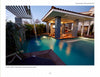 Experience a relaxing, resort-like sunset ambiance with eco-friendly outdoor design from The Sustainable Landscape by Schiffer Publishing, Ltd.—featuring turquoise pools, tiled columns, shaded patios, and soothing waterfalls for luxury living.