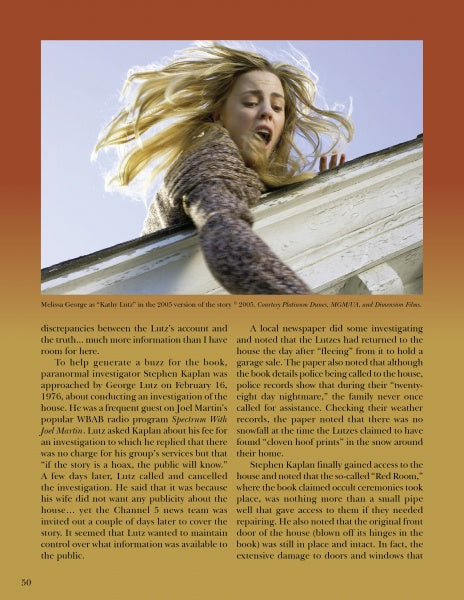 A young woman with long blonde hair leans over a white railing, gazing down anxiously against a sky backdrop—an image evoking classic Hollywood Paranormal Films from Schiffer Publishing, Ltd. Text covers the lower half of the scene.