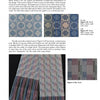 A page from Weave Classic Crackle & More by Schiffer Publishing, Ltd. shows photos of blue, gray, and tan woven samples with descriptions and diagrams explaining crackle weave patterns, treadling options, and design methods.