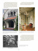 A page from Walker & Gillette, American Architects (Schiffer Publishing, Ltd.) features three images—an ornate arched entrance, a latticework period room, and a parlor with grand piano—highlighting 20th-century architecture amid surrounding text.