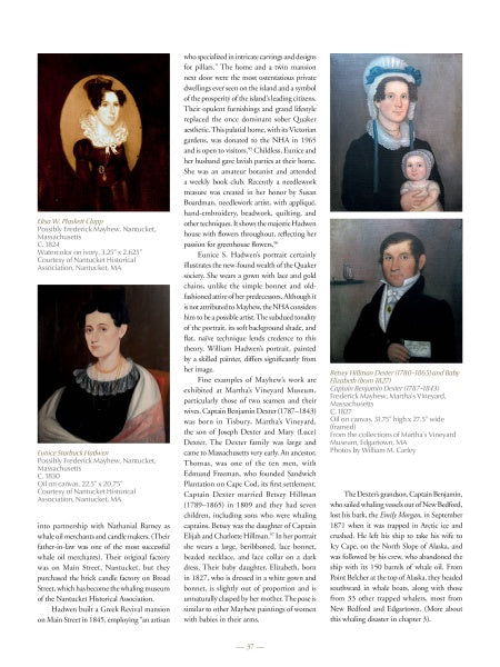 A magazine page features four early 19th-century portraits with captions, exploring biographical and historical context and highlighting Cape Cod folk art, inspired by "Folk Art of Cape Cod and the Islands" from Schiffer Publishing, Ltd.
