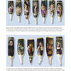 Twelve ornate antique porcelain pipes from "The European Porcelain Tobacco Pipe" by Schiffer Publishing, Ltd. feature painted scenes—portraits and mythological figures—displayed upright in two rows with descriptive text beneath each row.