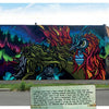 Detroit Graffiti by Schiffer Publishing, Ltd. features a vibrant mural of a colorful bird and abstract shapes inspired by Detroit street art, with a foreground plaque describing the artist’s creative process.