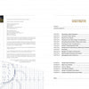 The left page lists publication details and credits for Marching Band Techniques by Schiffer Publishing, Ltd.; the right page shows a table of contents with chapters on marching band and rehearsal techniques, each with page numbers. Both pages feature a faint grid graphic.