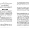 An open book, "Light the Way" by Schiffer Publishing, Ltd., reveals two white pages with black text featuring spiritual reflections and prayers on themes like mediumship, with headings such as Guide Me Lord, Breathing, Think, and Ground.