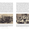 Two book pages from Play Ball! (Schiffer Publishing, Ltd.) show text on National Guard units: the left features a black-and-white photo of soldiers on sandbags; the right depicts cavalry in formation—recalling baseball played by WWI troops.