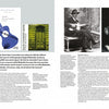A magazine spread from Schiffer Publishing, Ltd.'s "The Blues" features blues music text, images of a news magazine, a guitar, green door, man playing guitar, and portrait titled Big Bill Blues, illustrating the history of blues.