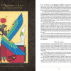 Colorful illustration of the Egyptian goddess Isis, wings outstretched and seated on a throne, highlights her mythological role and the sacred feminine in the Dark Goddess Tarot by Schiffer Publishing, Ltd.