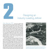 A large blue number 2 appears next to the title “Designing an Industry-Leading Jetliner.” Below, text discusses the Boeing 727’s influence on jetliner design and features a black-and-white photo of a Boeing 727 flying over snowy mountains. Published by Schiffer Publishing, Ltd.