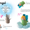 Create a festive angel with step-by-step illustrated instructions from "Christmas" by Schiffer Publishing, Ltd., using recycled materials like a cardboard tube, felt, and cotton for a DIY craft featuring a yellow-haired angel on a fluffy cloud.