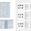 Two pages from Schiffer Publishing, Ltd.'s The Mercedes-Benz G-Class feature tables of this SUV’s specifications on the left and diagrams of its dimensions and measurements on the right, all in a clean, structured layout.
