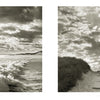 Two black-and-white photos from "Martha's Vineyard" by Schiffer Publishing, Ltd. depict ocean waves hitting a sandy beach and a path winding through grassy dunes—timeless seascapes captured in striking silver gelatin prints.