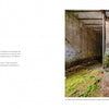 In Memories of Australia by Schiffer Publishing, Ltd., a two-page spread shows "Malt House Queensland" with text on the left and an abandoned Australian industrial room—rusty machines, moss, and peeling paint—on the right.