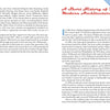 A two-page spread from "Motels of Wildwood" by Schiffer Publishing, Ltd. shows a list of names on the left and a bold title in red and blue on the right, with vivid text and blue geometric shapes in the corners.