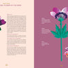Flower Delights by Schiffer Publishing, Ltd. is an illustrated guide to anemones, showing a pink and purple bouquet on the left and a labeled diagram on the right—ideal for floral-themed activities or crafts.