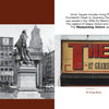 A black-and-white photo of early 1900s Union Square with the SKLEIN building and a statue contrasts a modern shot showing The Cottage restaurant’s bright sign—an image from Schiffer Publishing, Ltd.'s Ghost Signs 2 celebrating vintage ad charm.