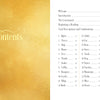 The Lenormand of Enchantment by Schiffer Publishing, Ltd. features a table of contents with a gold textured left side and white right page, listing sections and cards 1–36 in an elegant font, each titled and numbered for easy reference.