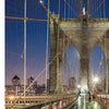 Monumental" by Schiffer Publishing, Ltd. captures the Brooklyn Bridge at night, its illuminated cables and stone arches extending into the distance amid city lights and skyscrapers beneath a clear, dark blue sky.