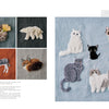 Juno's Nature Embroidery Notebook by Schiffer Publishing, Ltd. showcases seven textured, embroidered animals—including cats, a fox, a wolf, and a hedgehog—on colorful fabric backgrounds inspired by nature patterns.
