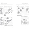 Two pages from "Whitework Embroidery" by Schiffer Publishing, Ltd. show labeled black-and-white stitch diagrams—Whipping, Mosaic, Star Rose, and Interlaced—each presented step-by-step on a grid for use in whitework or other needlework projects.