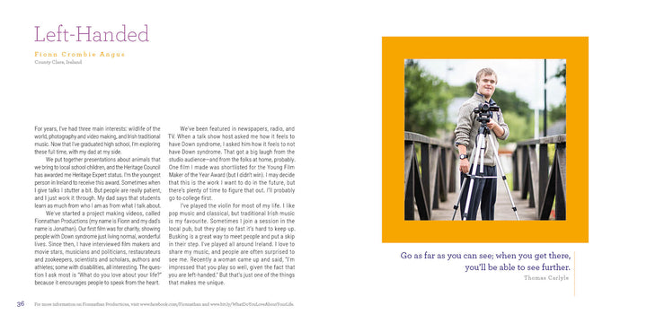 A young person smiles at the camera while holding a tripod on a wooden bridge, framed by green trees and a yellow border—reflecting the uplifting spirit of "Reasons to Smile, 2nd Edition" from Schiffer Publishing, Ltd.