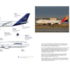 A diagram of a Boeing 747 from Schiffer Publishing, Ltd. with labeled parts is on the left, while three photos on the right show various Boeing 747 cargo and passenger jets at airports.