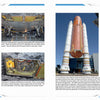 A two-page spread from "Space Hardware" by Schiffer Publishing, Ltd. showcases the Space Shuttle Discovery with detailed photos of its exterior, wheels, landing gear, and boosters, plus captions on its engineering and role in U.S. space history.