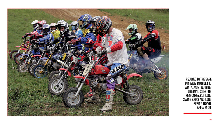 A group of people ride together on Mini Honda bikes featured in the book from Schiffer Publishing, Ltd.