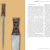 On the left, three views of The Skean by Schiffer Publishing, Ltd. display its ornate bronze and iron carvings, while text on the right explores this Gaelic Irish dagger against a light solid background.
