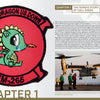On the left is a red, shield-shaped VMM-265 patch with a crying green dragon holding a blue pacifier. On the right are text, a chapter title, and naval aviators boarding an MV-22B Osprey from "What's Your Call Sign?" by Schiffer Publishing, Ltd.