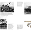 A two-page spread from Schiffer Publishing’s "Ferdinand/Elefant" features historical photos, a technical cutaway illustration of the German tank destroyer, and text on its Porsche Tiger-based design and WWII combat history.