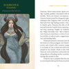 An illustrated page from "Celtic Goddesses, Witches, and Queens Oracle" by Schiffer Publishing, Ltd. shows Damona, a Celtic fertility goddess with long hair, a horned headdress, and fur cloak, often featured in divinatory oracles.